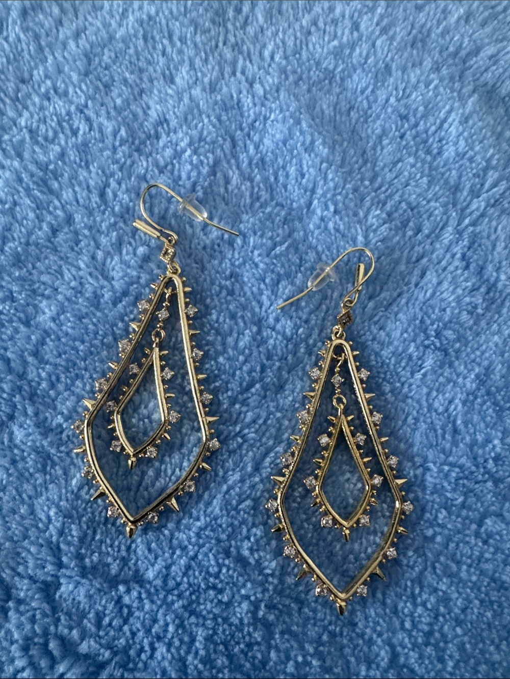 Kendra Scott Gold Teardrop Dangle Earrings with Crystal Accents